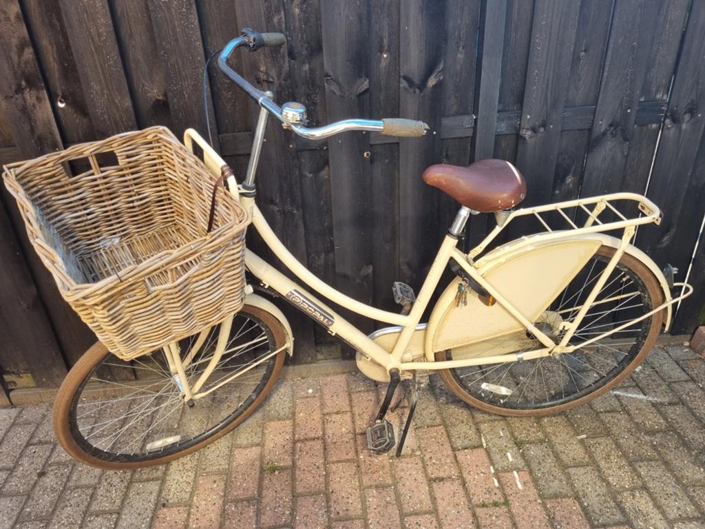 Damesfiets met mand - Crèmekleurig, Terugtraprem, 50 tot 53 cm, Ophalen, Overige merken
