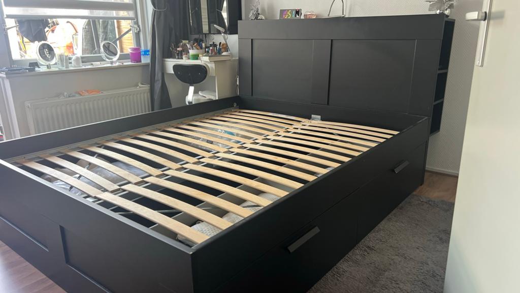 IKEA BRIMNES complete bed 160&200, Tweepersoons, Ophalen of Verzenden, Zo goed als nieuw, Bedbodem