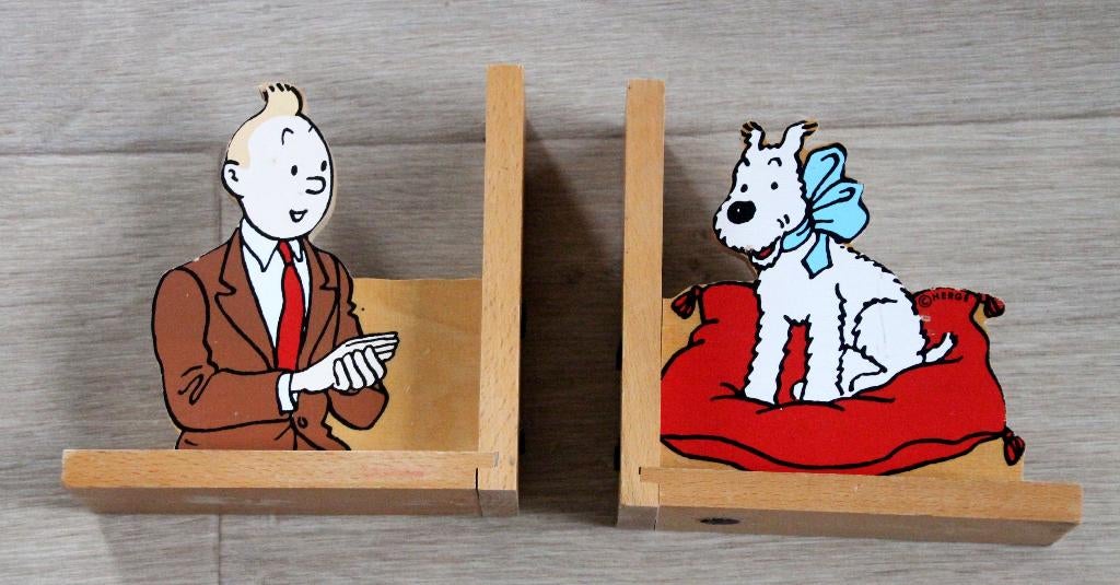 Kuifje Bobbie boekensteun in hout Vilac Hergé Tintin Milou, Verzamelen, Stripfiguren, Verzenden, Kuifje, Zo goed als nieuw, Beeldje of Figuurtje