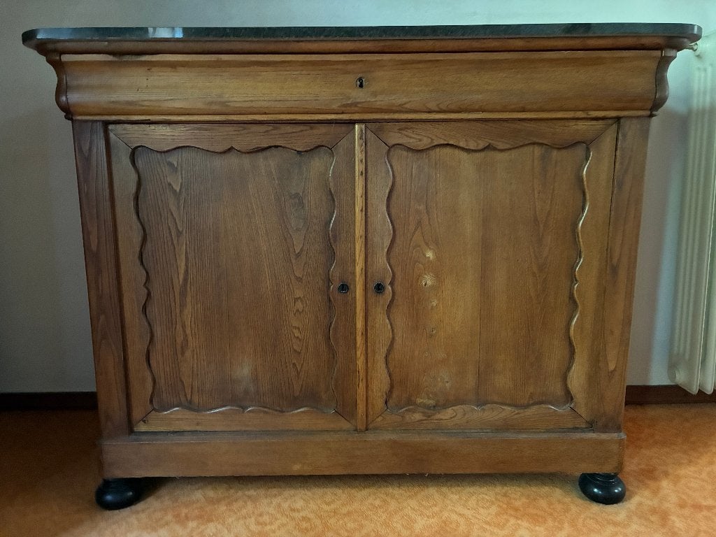 Antieke eiken penantkast kast dressoir, Ophalen, Gebruikt, 100 tot 150 cm, Eikenhout