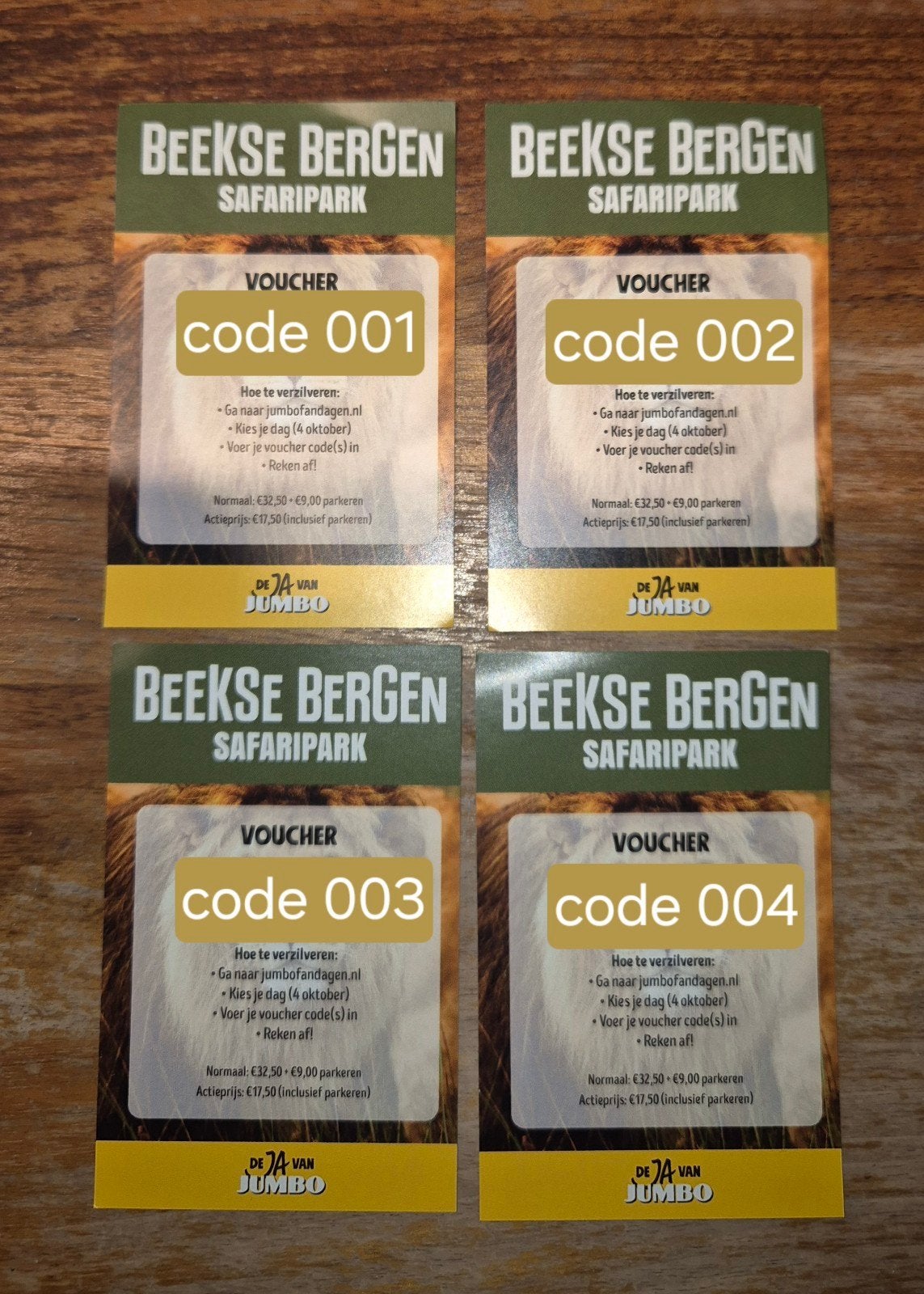 4x voucher voor de jumbo fandag, Tickets en Kaartjes, Eén persoon, Kortingskaart