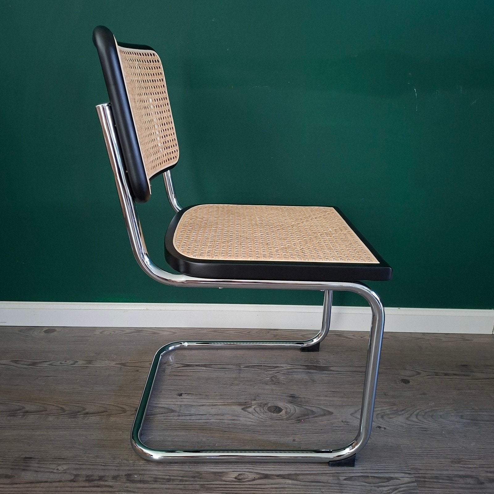12x Thonet stijl Cesca Breuer buisframe stoel rotan webbing, Hout, Zwart, Bauhaus Japandi Scandinavisch vintage design, Nieuw