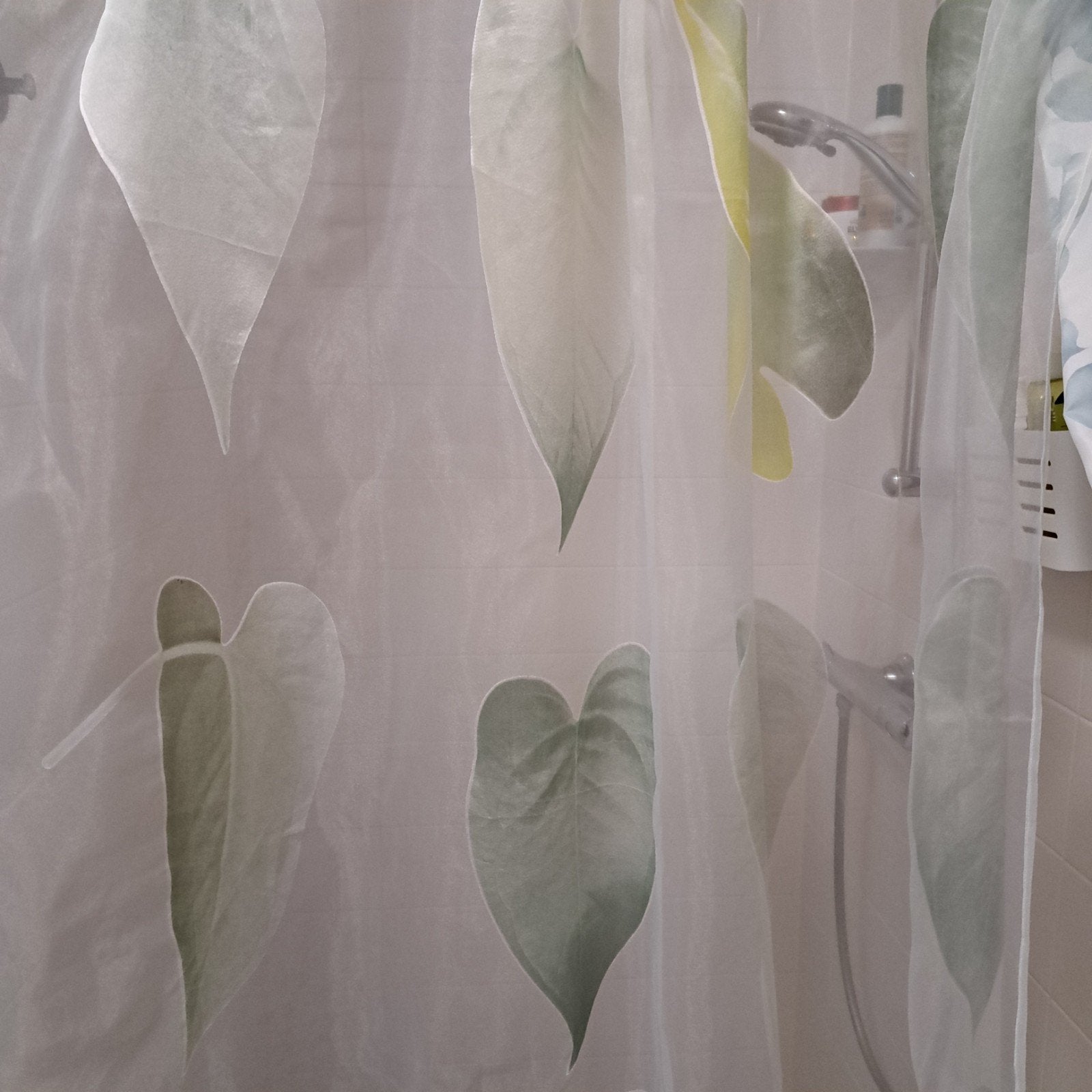 2x Vitrage gordijnen met bladmotief 150x200 cm, Vitrage, Gebruikt, Ophalen of Verzenden, Polyester