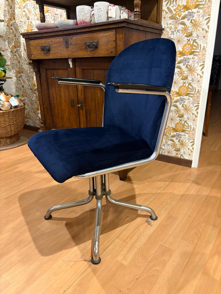 Gispen 356 Bureaustoel - Vintage Design jaren 30 gerenoveerd, Ophalen, Gebruikt, Blauw, Bureaustoel