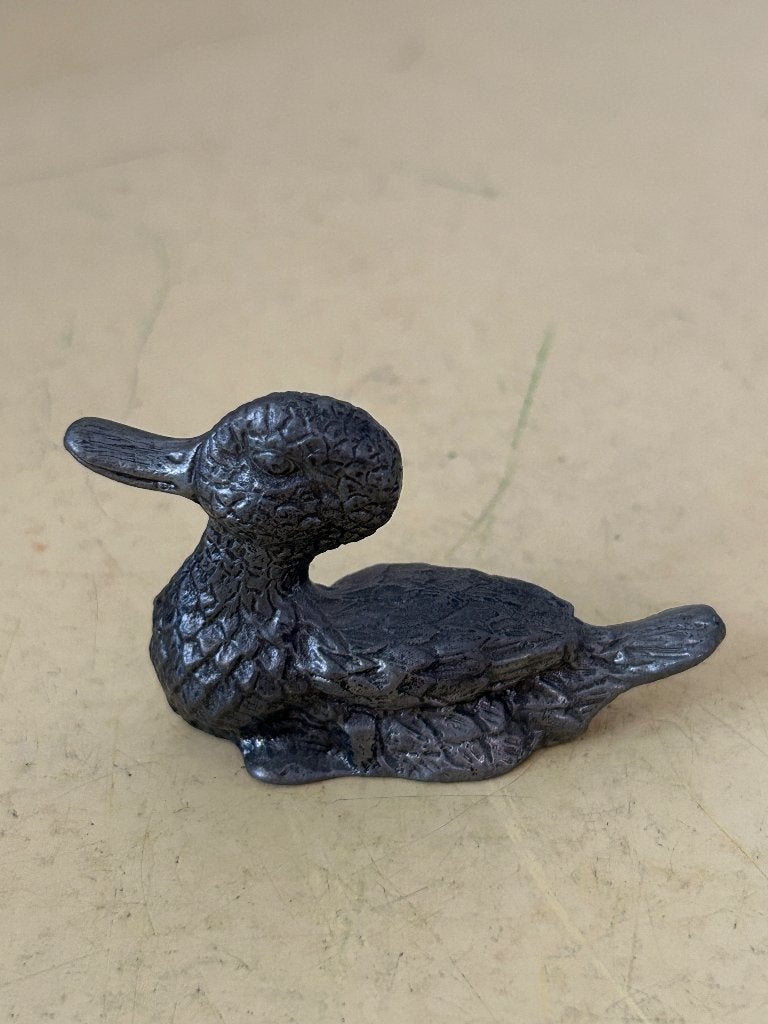 Vintage Tinnen Eend Beeldje - Miniatuur 6,5 cm (92 gram), Ophalen of Verzenden, Zo goed als nieuw, Dier
