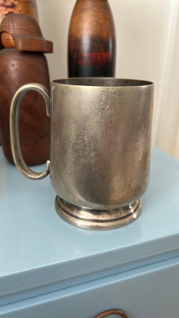 Vintage of antieke silver plated beer mug tankard, Antiek en Kunst, Ophalen of Verzenden
