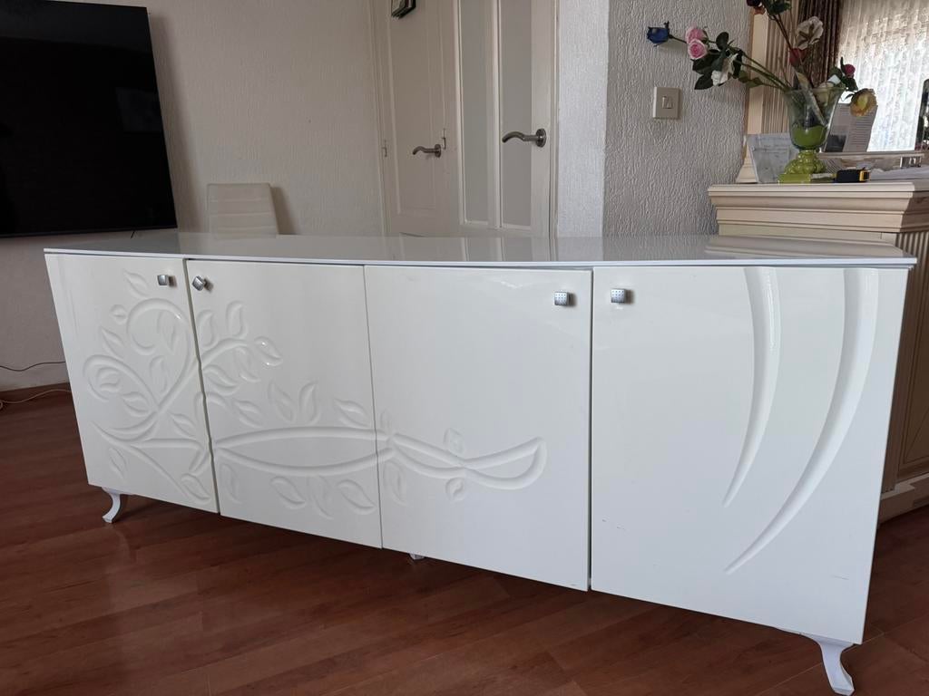 Tv meubel hoogglans wit 193x46x80, Ophalen, Gebruikt, 150 tot 200 cm, 25 tot 50 cm