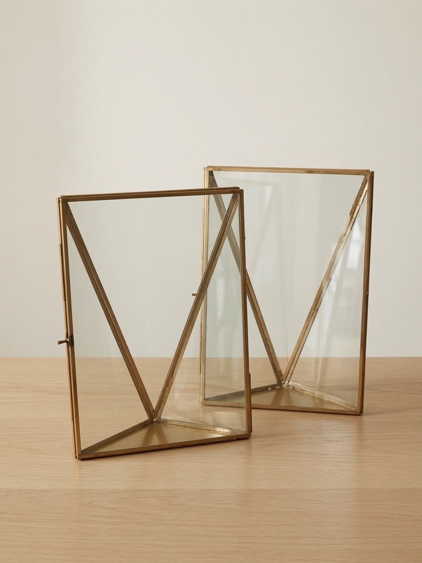 2x Glazen Display Box / Fotolijst - Goudkleurig, 30 cm, Gebruikt, 20 cm, Ophalen of Verzenden