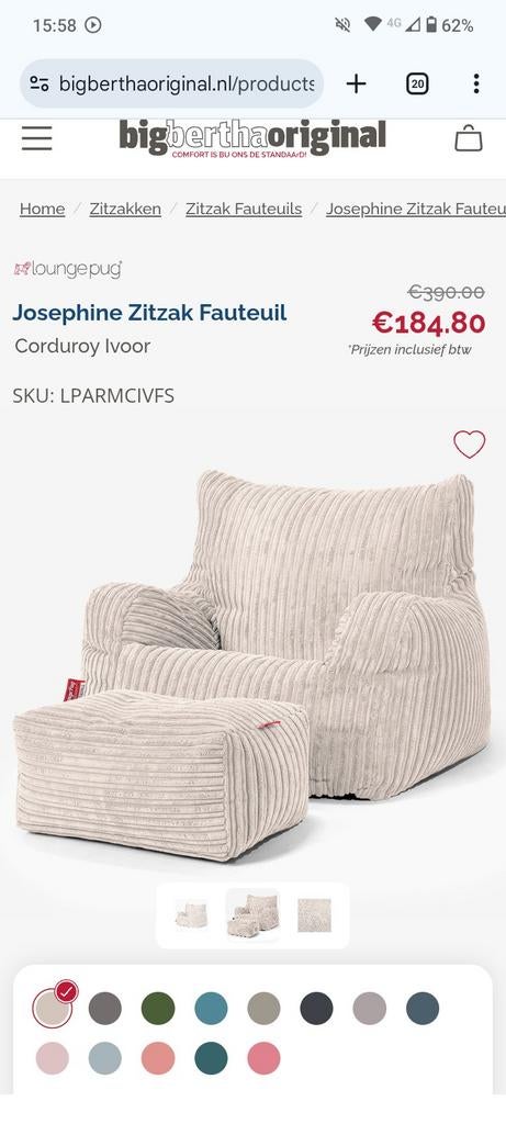 Big Bertha zitzak, Huis en Inrichting, Zitzakken, Ophalen of Verzenden, Zo goed als nieuw, Overige kleuren