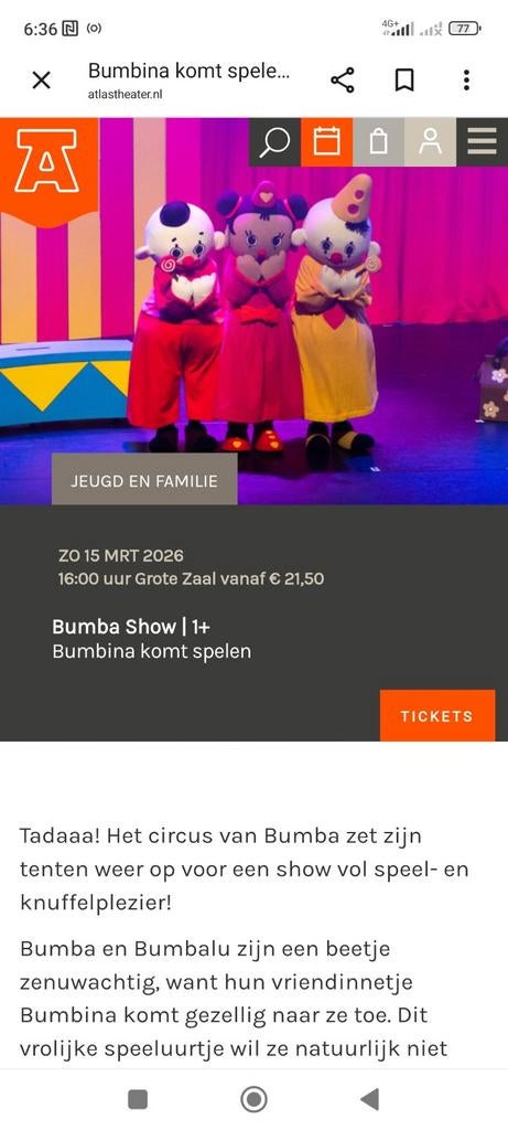 E-Ticket Bumba Show, Atlas Theater Emmen, vandaag 15 maart, Tickets en Kaartjes, Drie personen of meer