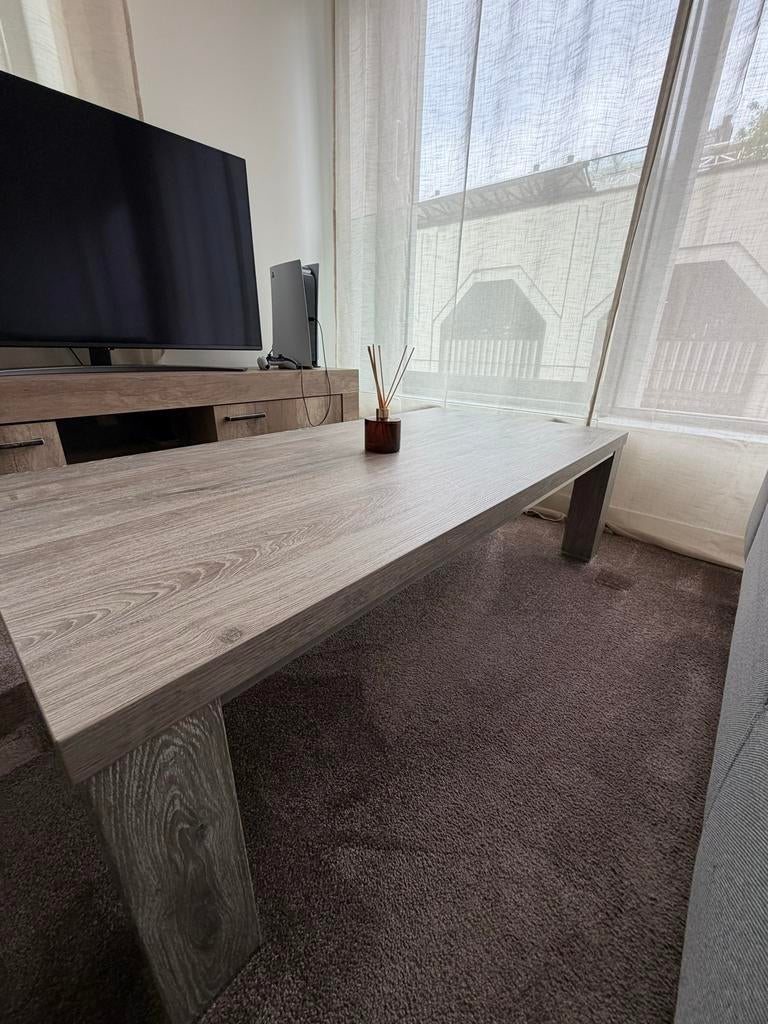 Hoogwaardige Eikenhouten Eettafel & Salontafel set – Z.G.A.N, Ophalen, 100 tot 150 cm, Eikenhout, 200 cm of meer
