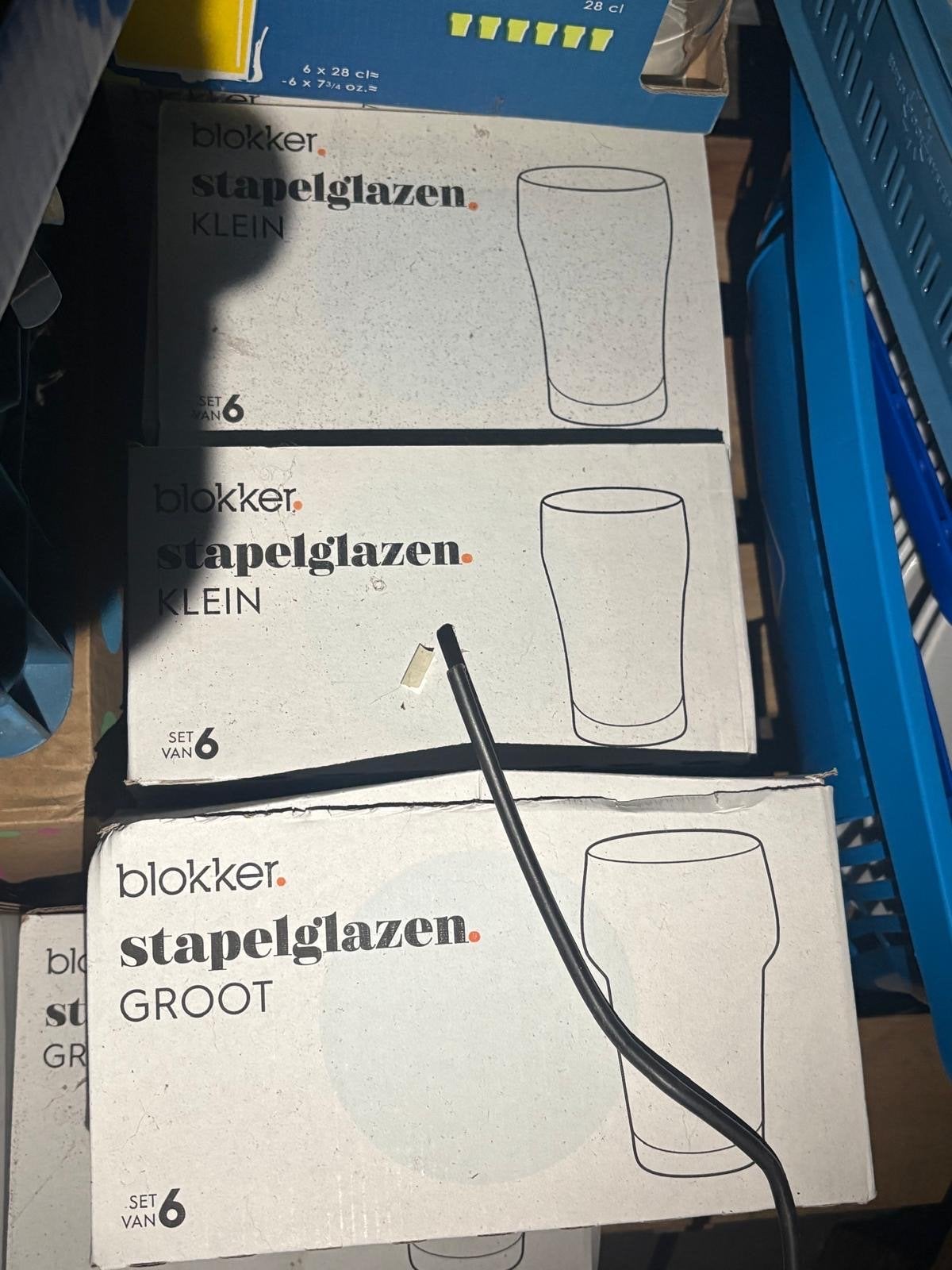 Nieuwe Blokker stapelglazen (klein en groot), Glas of Glazen, Overige merken, Nieuw, Ophalen of Verzenden