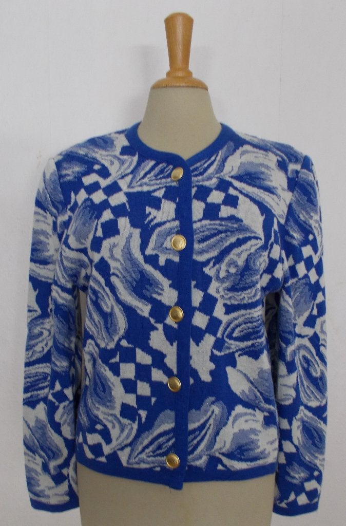 Apart blauw wol mix print vest van Devernois Paris! M, Verzenden, Zo goed als nieuw, Maat 38/40 (M), Blauw