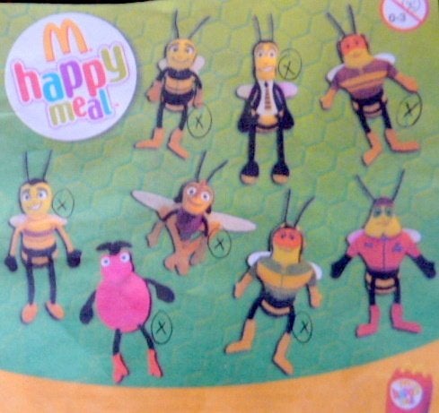 McDonalds 2007 # Bee Movie complete serie, Ophalen of Verzenden, Overige figuren, Zo goed als nieuw, Beeldje of Figuurtje