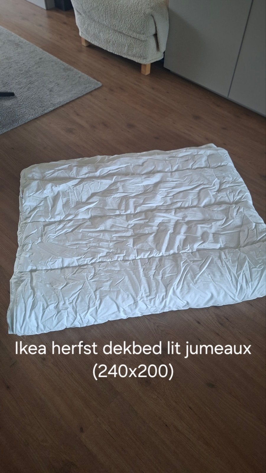 Ikea herfst dekbed lit jumeaux (240x200), Gebruikt, Lits-jumeaux, Wit, Ophalen of Verzenden