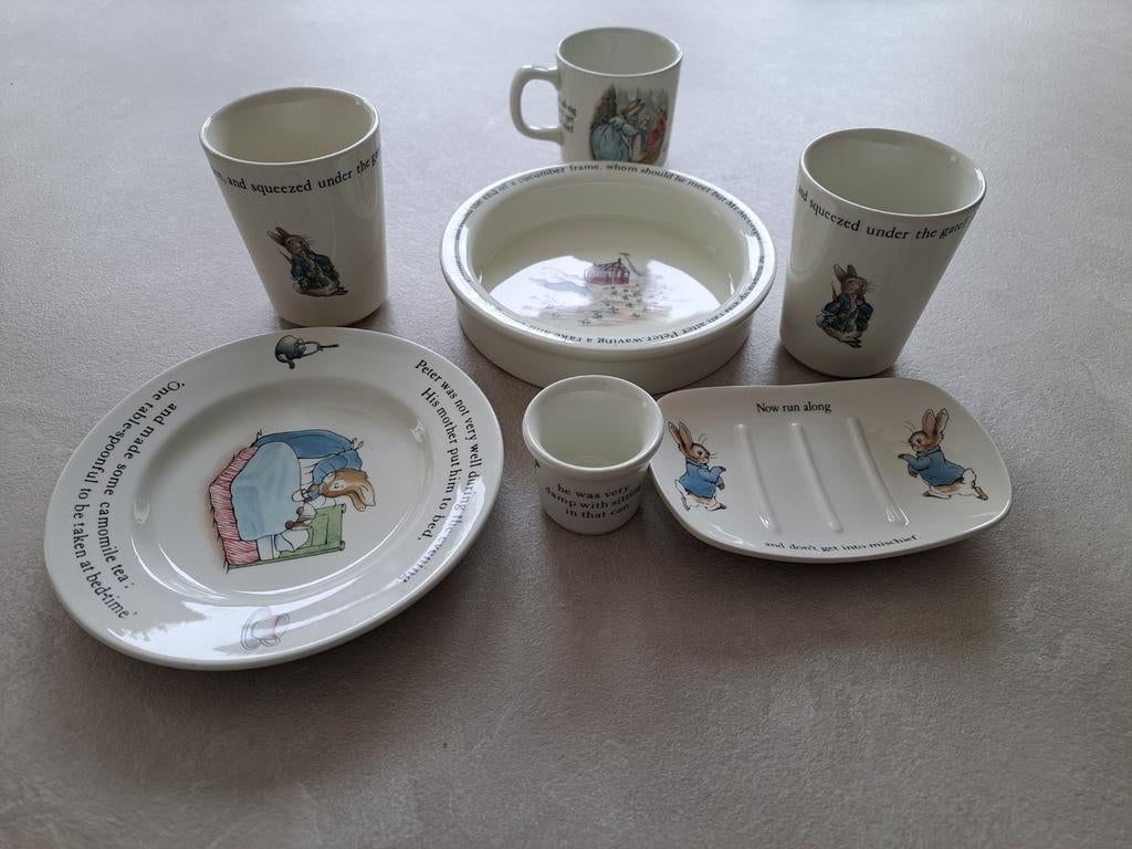 Wedgwood Pieter Konijn Servies - 7 stuks, Ophalen of Verzenden, Gebruikt, Keramiek, Overige typen