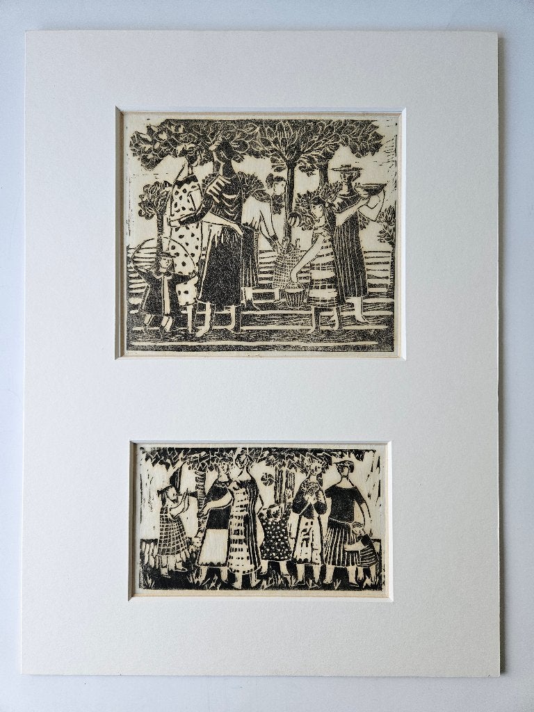 2 houtsneden, op rijstpapier, Gelimiteerde oplage, Ophalen of Verzenden, Portret en Figuren, Houtsnede