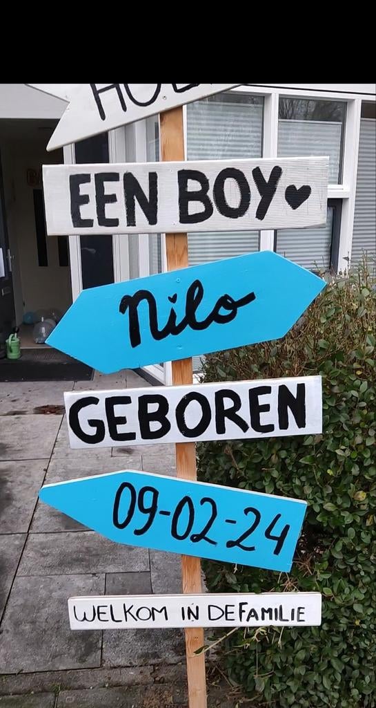 Geboortebord  Geboren - Welkom in de familie, Kinderen en Baby's, Ophalen, Gebruikt, Geboortebord
