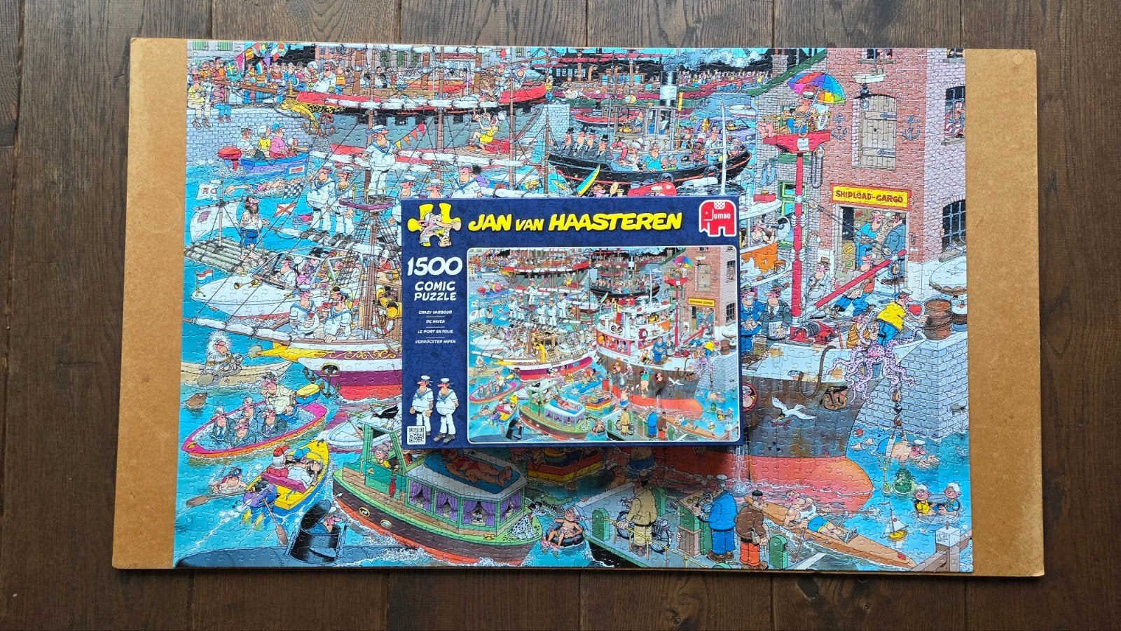 Jan van Haasteren puzzel De haven 1500 stukjes, Ophalen of Verzenden, 500 t/m 1500 stukjes, Zo goed als nieuw, Legpuzzel