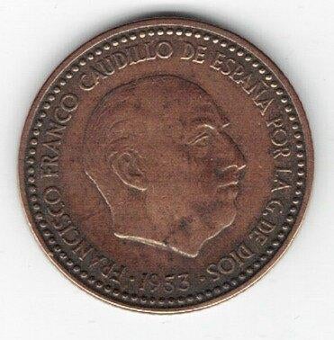 26-439 Spanje 1 peseta 1953(54), Ophalen of Verzenden, Overige landen, Losse munt