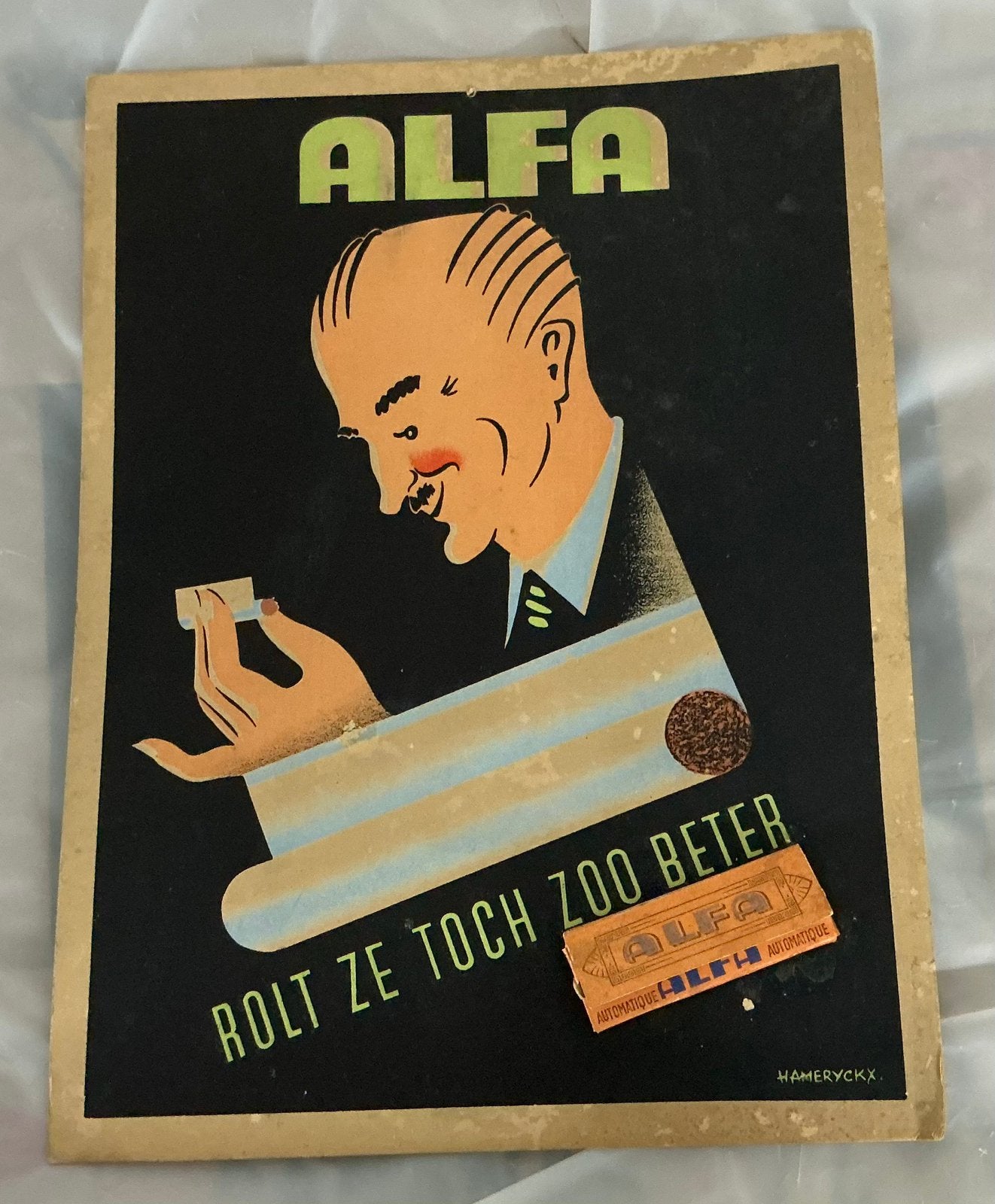 Oude kartonreklame ALFA vloei, Ophalen of Verzenden, Gebruikt, Overige typen