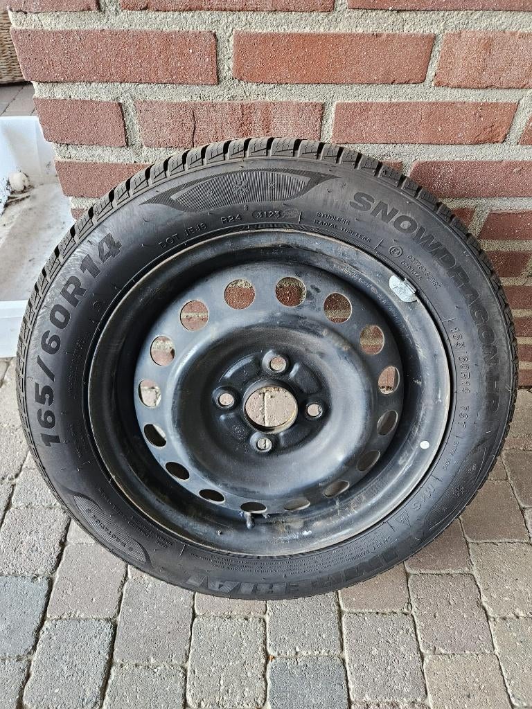 Set winterbanden 165/60 R14 (kleine auto), Auto-onderdelen, Banden en Velgen, Ophalen, 14 inch, Gebruikt, Winterbanden