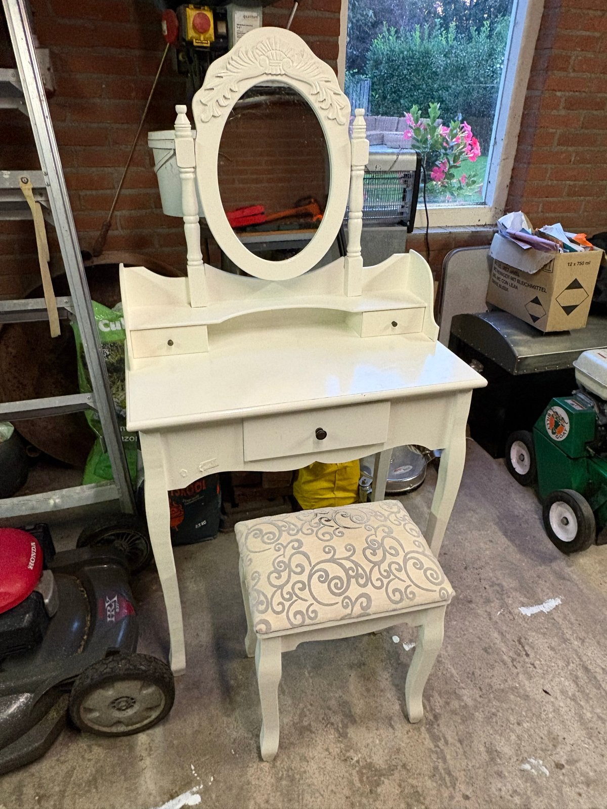 Mooie witte kaptafel met spiegel en krukje voor kinderen, Minder dan 50 cm, Gebruikt, Ophalen of Verzenden, Minder dan 100 cm