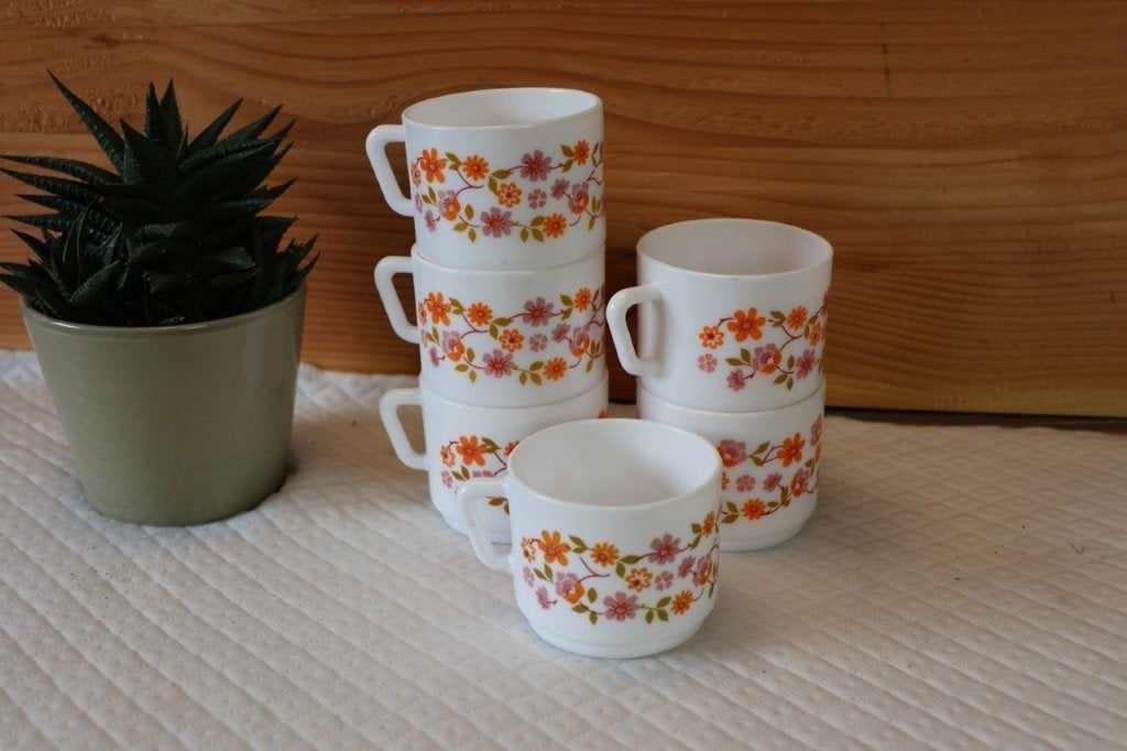 Vintage 6 tassen arcopal scania, Overige merken, Ophalen of Verzenden, Overige stijlen, Glas