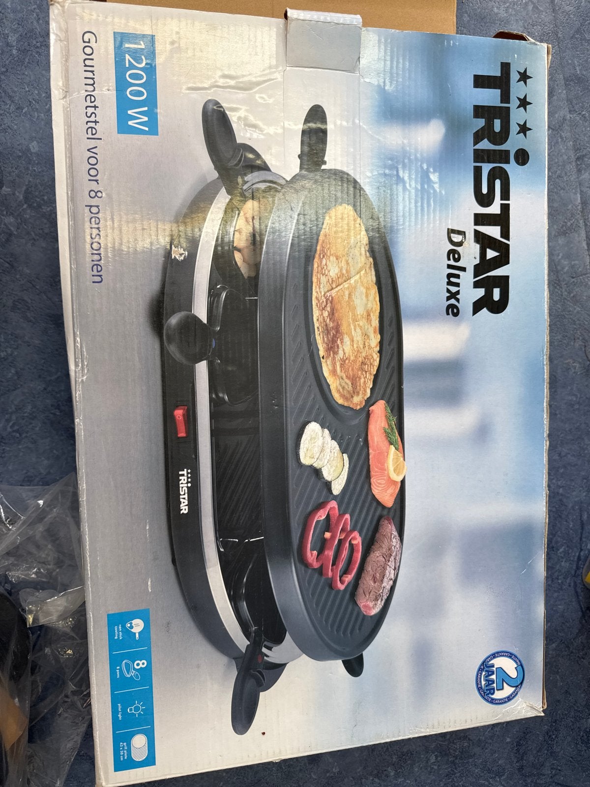Tristar Deluxe Gourmetstel Raclette 8 personen 1200W, Witgoed en Apparatuur, Ophalen of Verzenden, Nieuw, 8 personen of meer