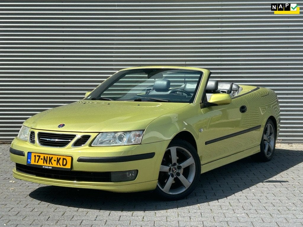 Saab 9-3 Cabrio 2.0t Vector | Lime Yellow | Airco | Cruise |, Auto's, Saab, Voorwielaandrijving, 1998 cc, Gebruikt, Zwart