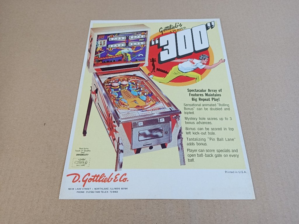 Flyer: Gottlieb 300 (1975) Flipperkast, Ophalen of Verzenden, Gebruikt, Elektronisch, Flipperkast