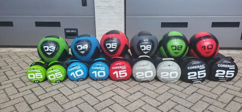 Corebags en Medicijnballen (ophalen als volledige set), Sport en Fitness, Ophalen, Gebruikt, Benen, Medicijnbal