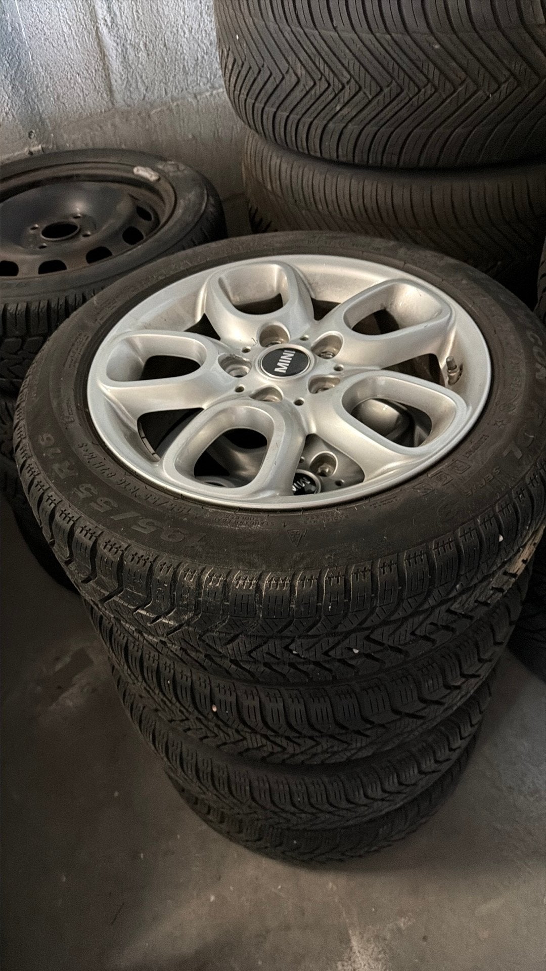Winterbanden met velgen Mini One/Cooper, Ophalen, Gebruikt, 16 inch, Banden en Velgen