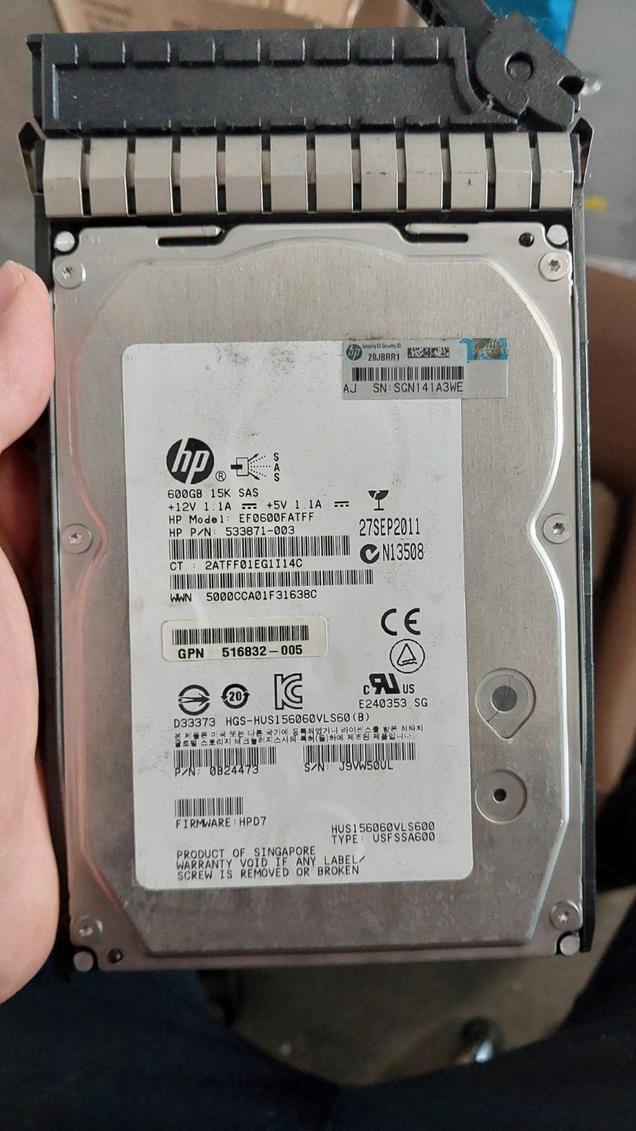 HP 600GB 15K SAS HDD - HUS156060VLS60 interne HDD, Computers en Software, Harde schijven, Intern, Gebruikt, SAS, Server