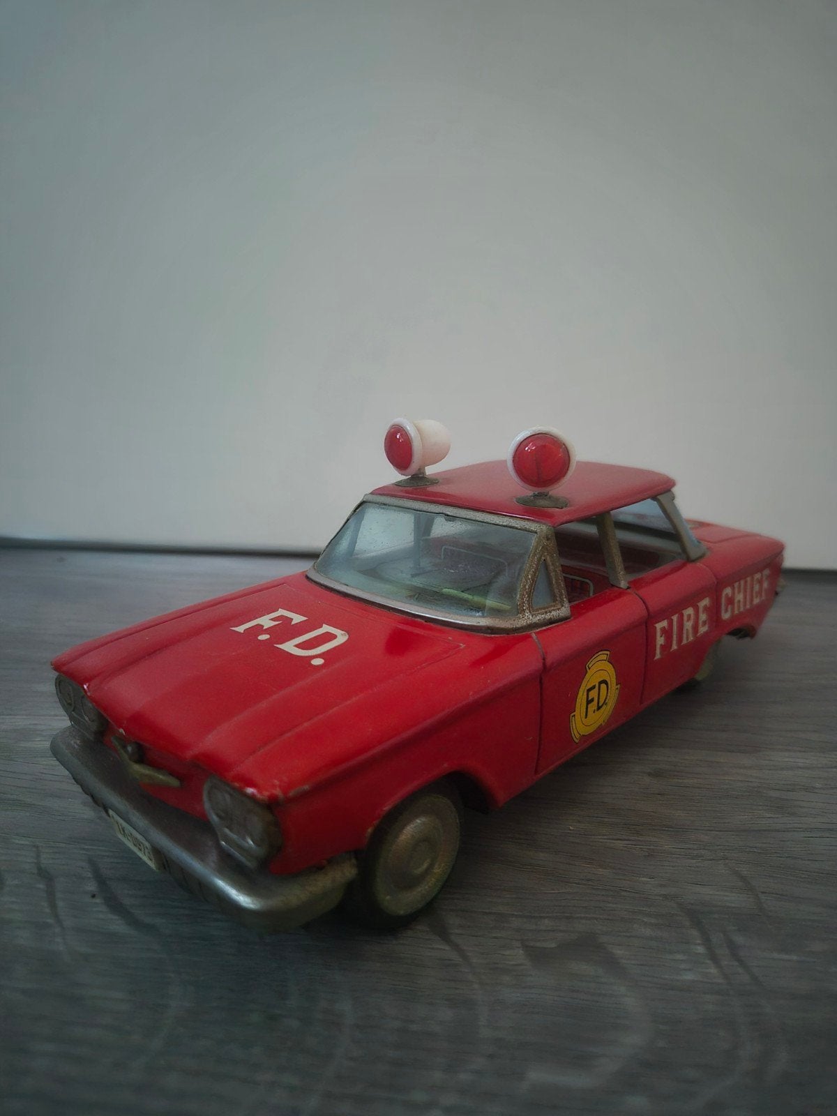 Vintage Ichiko Blikken Brandweerauto 'Fire Chief' Japan, Verzamelen, Ophalen of Verzenden, Gebruikt