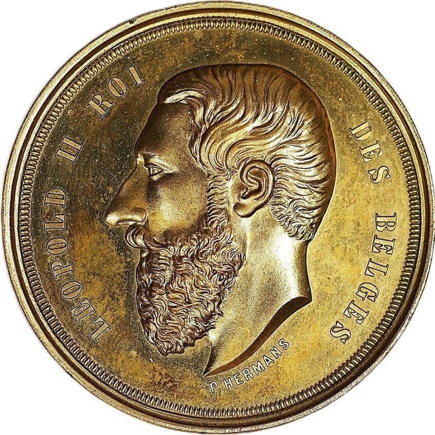 België penning 1890 Leopold II, landbouw tuinbouw Hermans EF, Ophalen of Verzenden, Zilver, Buitenland