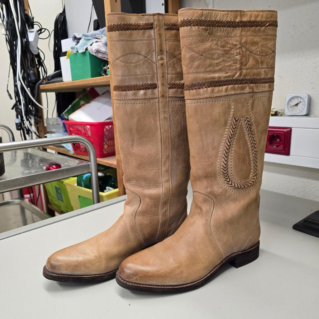 Sancho boots leren laarzen, handmade, Spain, maat 41, Hoge laarzen, Bruin, Ophalen of Verzenden, Zo goed als nieuw
