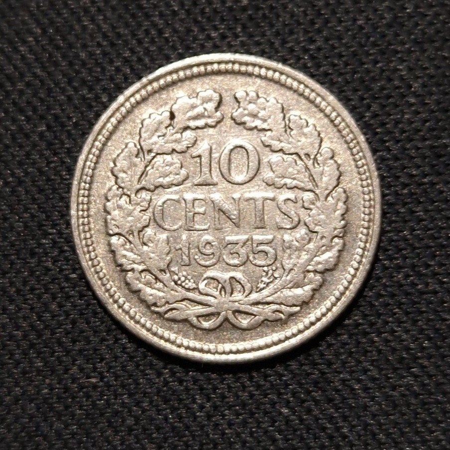 10 cent 1935, Verzenden, Zilver, 10 cent, Koningin Wilhelmina