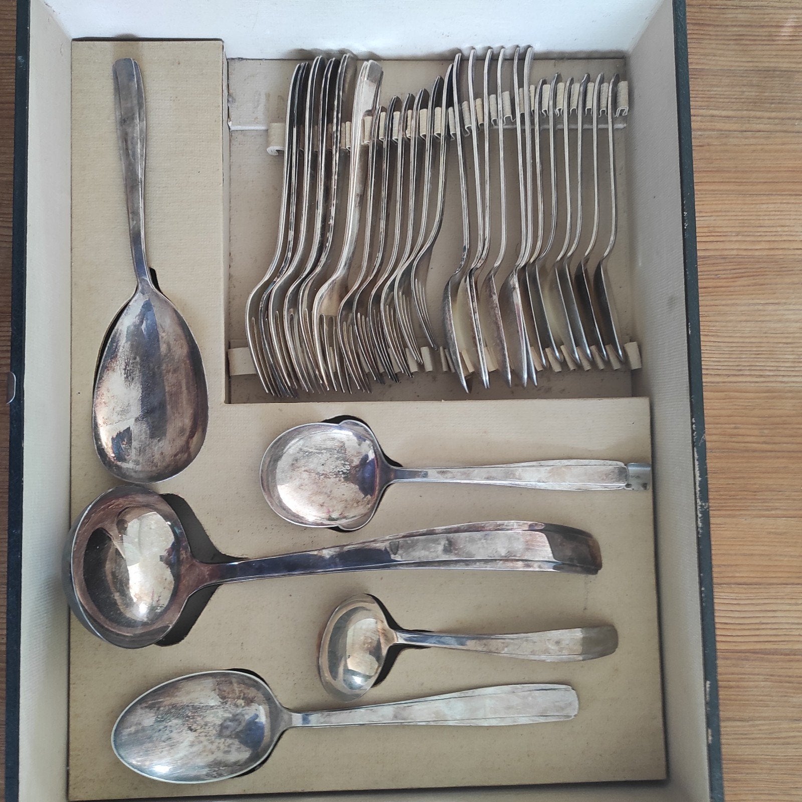 Antiek 30-delig Gero-zilver bestek in originele doos, Ophalen of Verzenden