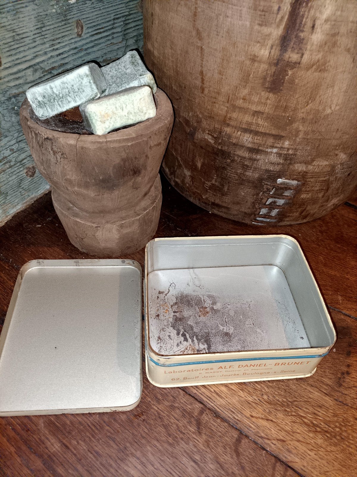 Brocante oude blik Frans (1) Frankrijk, Ophalen of Verzenden, Gebruikt, Overige