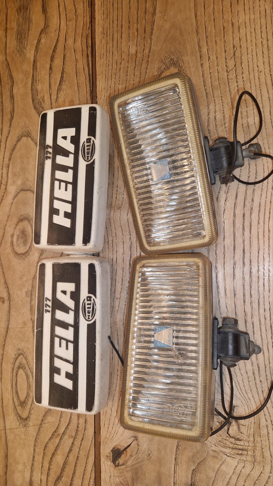 Zeldzame vintage set Hella 177 mistlampen met originele cove, Auto-onderdelen, Ophalen of Verzenden, Gebruikt, Universele onderdelen