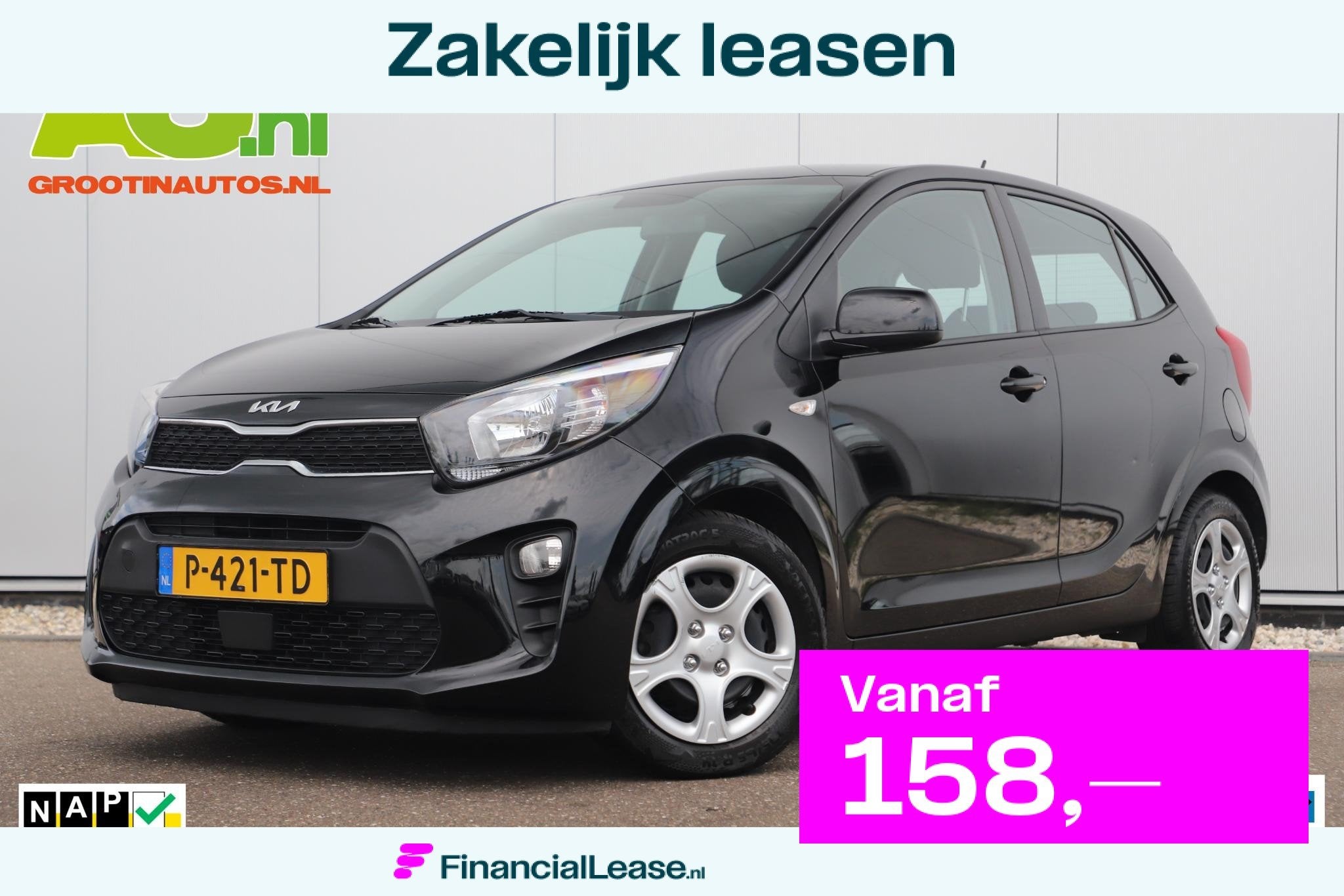 Kia Picanto 1.0 DPi ComfortLine 5p Airco Radio Bluetooth Ele, Voorwielaandrijving, Stof, Gebruikt, Met garantie (alle)