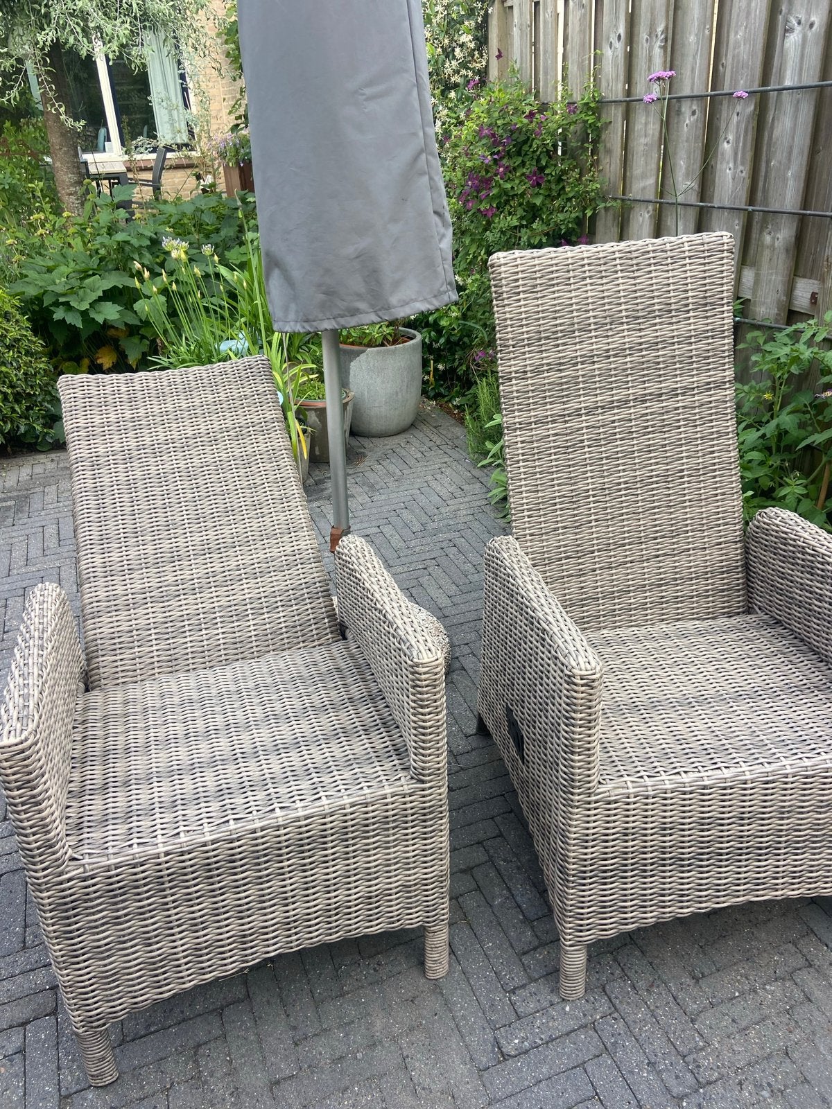 Wicker verstelbare tuinstoel, Ophalen, Zo goed als nieuw, Wicker, Verstelbaar