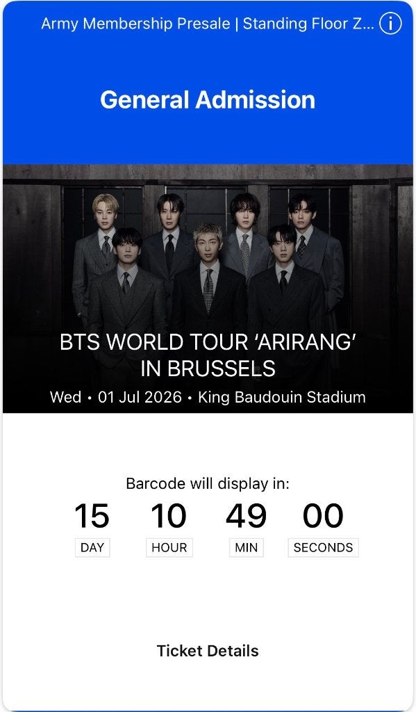 BTS – 2x Staanplaatsen Zone D – 1 Juli – Brussel, Tickets en Kaartjes, Twee personen, Juli
