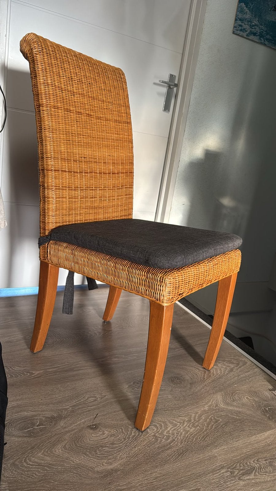 4 rieten stoelen, Huis en Inrichting, Ophalen, Gebruikt, Bruin, Riet of Rotan