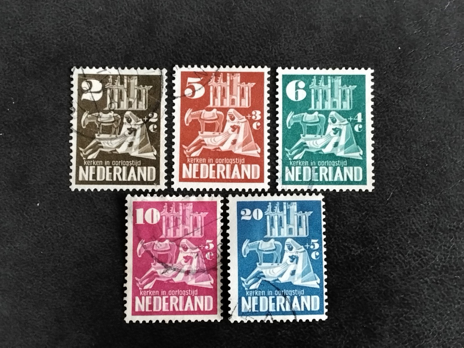 Nederland serie zegels Kerken in Oorlogstijd 1950 gestempeld, Postzegels en Munten, Verzenden, Na 1940, Gestempeld