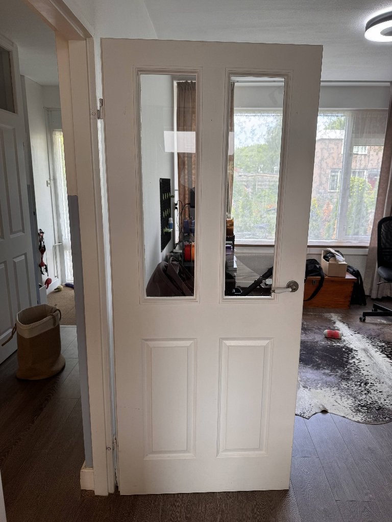 Klassieke witte binnendeur met glas — in goede staat, Ophalen, Zo goed als nieuw