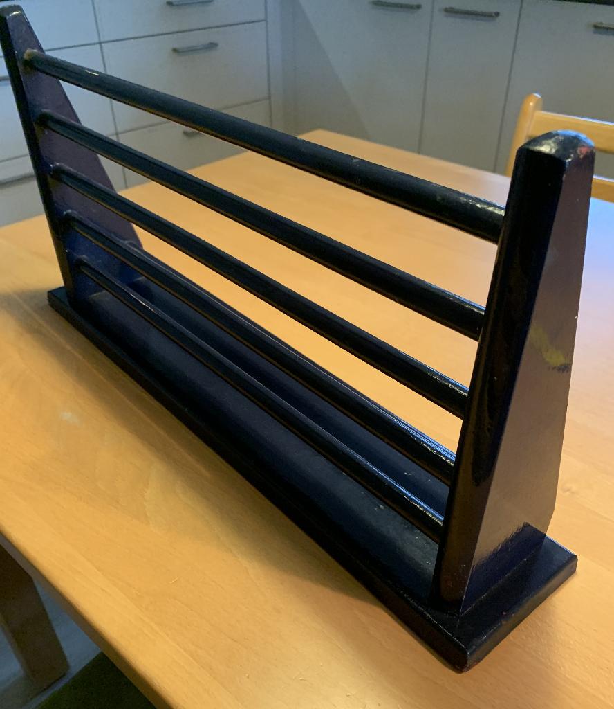 Bruynzeel pannenrek Piet Zwart, rek br. 57 cm, blauw geverfd, Ophalen, Gebruikt, Blauw, 50 tot 100 cm