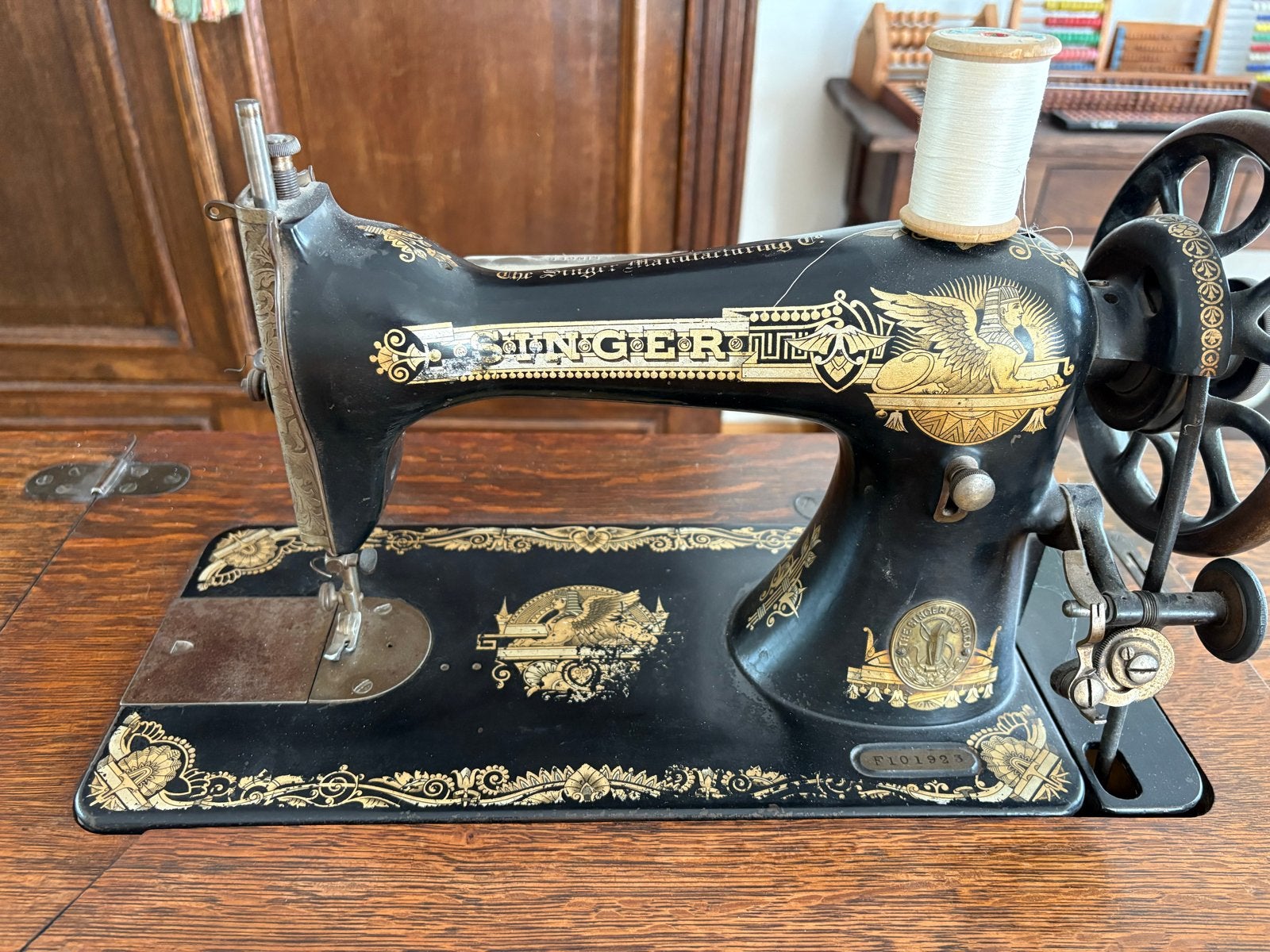 Antieke Singer Naaimachine met Houten Kast - Jaartal 1910, Ophalen
