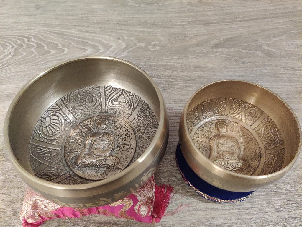 Bijzondere gouden klankschaal met Buddha gravering, Ophalen of Verzenden, Zo goed als nieuw, Overige soorten